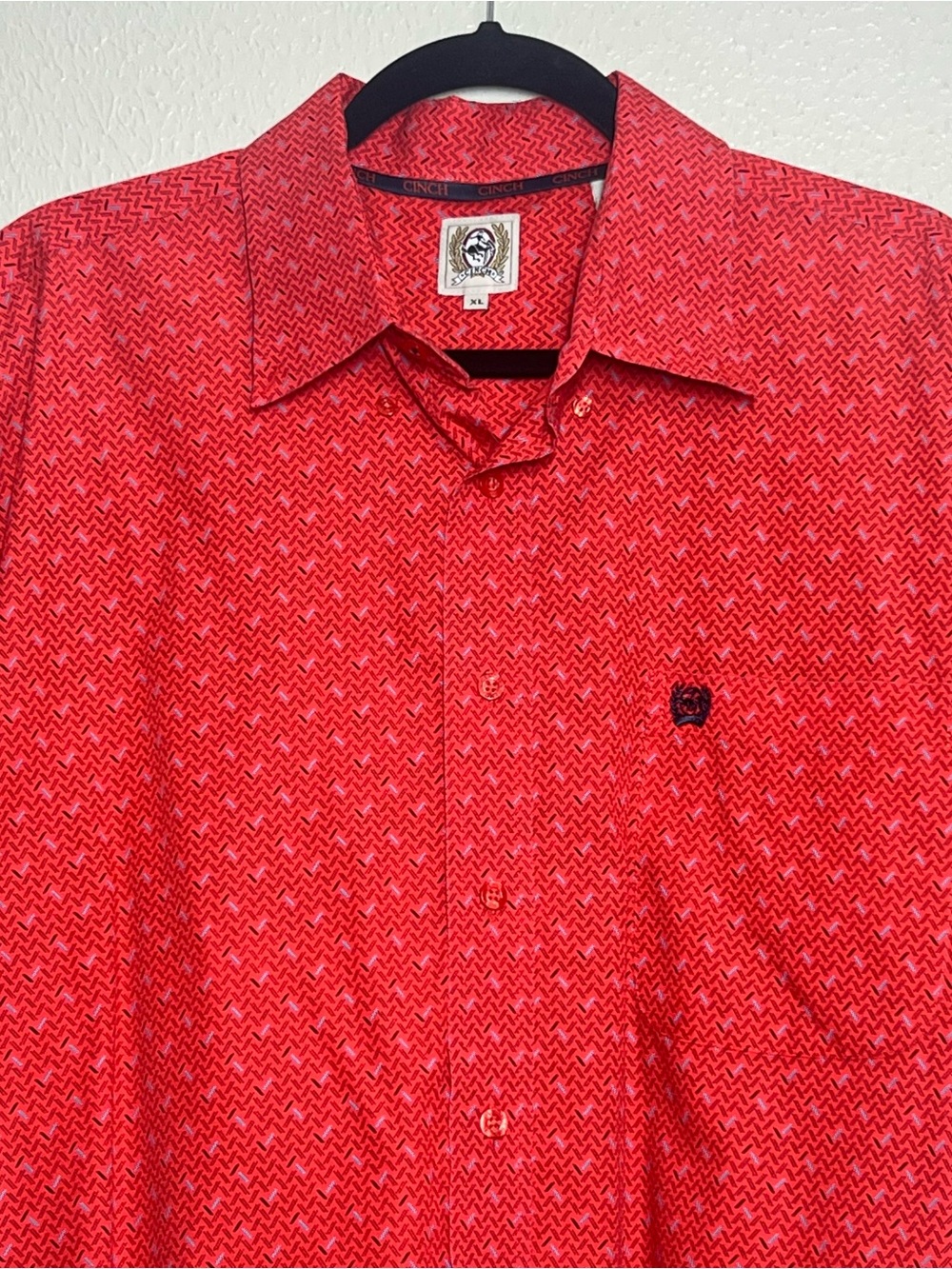 Cinch Shirt Mens Size XL Red Print Button Up Short Sleeve Cowboy Western Rodeo - Picture 1 of 10